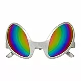 Widmann - Brille Alien mit holografischen Gl?sern, Au?erirdischer, Weltall, Weltraum, Space, Accessoire, Motto-Party, Karneval