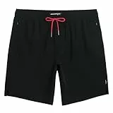 maamgic Herren 23cm Badehose Lang Badeshorts Schnelltrocknend Boardshorts Freizeit Short mit Mesh-Futter,Schwarz,M