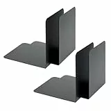 Alco-Albert 4302-10-4 - Buchstützen aus Metall, 4 Stück / 2 Paar, schwarz, 130 x 140 x 140mm, für Schule, Büro und Zuhause