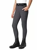 FitsT4 Sports Reithose Kinder Mädchen Reitleggings Reiterhosen Silikon Vollbesatz Reiten Hosen Sommer mit 2 Seitlichen Taschen und Gürtelschlaufen,Dunkelgrau,M