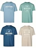 MUSTANG Tshirt Herren Baumwolle Regular Fit 4er Pack Set Rundhals Kurzarm Sommer Tee Shirt Logoprint, Größe:L, Farbe:Farbmix (P28)