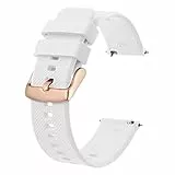 BISONSTRAP Uhrenarmband 18mm, Silikon Uhrenarmbänder mit Schnellverschluss für Männer Frauen (Weiß, Roségoldene Schnalle)