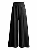 OQQ Hose mit weitem Bein für Damen Lässig Freizeit Bequem Urlaub Hohe Taille Trousers Schwarz