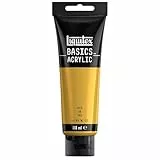 Liquitex 8870020 Basics - Acrylfarbe, monopigmentierte Künstlerpigmente, lichtecht, mittlere Viskosität, Archivqualität, seidenglänzender Finish, 118ml Tube - Gold