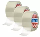 tesa tesapack 64014 - Geräuscharmes 66 m Paketklebeband zum Verpacken von Paketen und Versandschachteln - transparent - (3 Rollen, Single)
