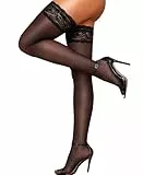 RSLOVE Halterlose Strümpfe Damen Sexy – Spitzenstrümpfe mit 30 Denier Strapsstrümpfe und Rutschfestem Silicone Schwarz Einheitsgröße
