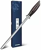HOSHANHO Wetzstahl für Messer, 25 cm Profi Messerschärfer Stab, Japanischer Küchenmesserschärfer Mit Hohem Kohlenstoffgehalt und Ergonomischem Griff aus Pakkaholz, Ideal für Alle Kochmesser