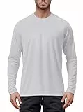 Tansozer Rashguard Herren Langarm UV Badeshirt Sonnenschutz Langarmshirt Outdoor Wandern T-Shirt Schnelltrocknend, Hellgrau, L