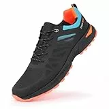 Hawkwell Herren-Trail-Laufschuhe in großen Größen und Übergrößen, Wander-Sneakers für Männer, lässige Workout-Schuhe, EU-Größe 47 48 49 50 51 52 53, Schwarz-orangefarbenes PU, EU50
