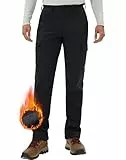 Pioneer Camp Herren Wanderhose Wasserdicht Cargohose Thermohose Atmungsaktive Fleece Gefüttert Winddichte Winterhose Outdoorhose mit 5 Utility Taschen Schwarz Größe:XL