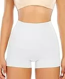 YARRCO Damen Miederhose Leichtformende Unterhose Nahtlos Mittelhohe Taille Shapewear Kurze Miederpants (Weiß, 2XL)