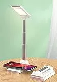 YNDD Tischlampe mit Wireless Charger, Faltbare Bürolampe, 3 Farbtemperaturen, Touch Dimmbar Bedside Lamp, USB Ladeanschluss, Augenschutz Leselampe für Wohnzimmer, Schlafzimmer, Arbeitszimmer