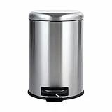 Amazon Basics Rund Tret-Mülleimer, Edelstahl, 20 l, Silberfarben