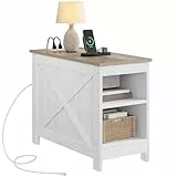 YITAHOME Beistelltisch mit Ladestation, Couch Beistelltisch mit Doppellagigem Stauraum, 60X30X50CM Nachttisch für Schlafzimmer, Wohnzimmer, für Räume, Wohnzimmer, Schlafzimme, Weiß