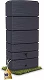 Ondis24 Regenwasser Wandtank Regenfass Eco 300 Liter Graphit anthrazit inkl. Wasserhahn