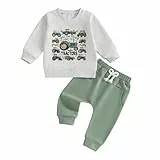 Beauace Baby Jungen Kleidung Zweiteiler Outfit Langarm Sweatshirt + Hose Traktor Druck Babyset Neugeborene Warme Weiche Hosen Set (Grün, 12-18 Months)