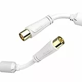 Hama Antennen-Kabel, Koax-Stecker - Koax-Kupplung, vergoldet, 3,0 m, 100 dB, weiß, 3m