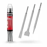 Original Einhell 3-tlg. SDS Plus Meißel-Set, 250 mm (mit Spitzmeißel, 20 mm breitem Flachmeißel, und 40 mm breitem Spatmeißel aus langlebigem 40Cr Stahl für Abbruch- und Renovierungsarbeiten)