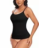 YARRCO Shape Unterhemd Damen Tank Top Bauchweg Shapewear Sport Tanktop Figurformendes Trägertop Body Shaper Hemdchen Nahlos Formendes Camisole Shaping Hemd (Schwarz, XL)