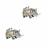 IMIKEYA 2 Stück Steampunk Ornamente Nashorn Korallen Dekorstreifen Skulpturentiere Steampunk Zubehör Zum Basteln Steampunk Figuren Steampunk Tier Mini Vakuum Dekorationen Schickes