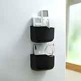 LINFIDITE 2 Stück Selbstklebende Fernbedienungshalterung Wandmontage Kein Bohren Fernbedienungshalter Universal-Halterung Organizer Box für Media-Player, Controller, Handys Aufladen,Schwarz