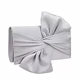 Shilanmei Clutch mit Schleife für Damen, einfache Plissee-Geldbörse, Satin-Handtasche, Abendtasche mit Kette, für die tägliche Hochzeit, formelle Party (Silber), silber, Einheitsgröße