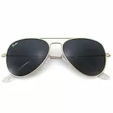 Pro Acme Sonnenbrille Herren Damen Klassische Pilotenbrille Glaslinse Fliegerbrille Unisex Piloten Sonnenbrille (Gold Rahmen/Grau Linse)