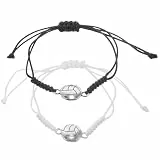 Ciieeo 2 Stück Pack Volleyball Armbänder für Damen Verstellbar Verschleißfestes Sportarmband mit Volleyball Anhänger Modisches Geschenk für Spieler und Fans