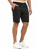 Indicode Herren Cuba Chino Shorts mit 5 Taschen aus Baumwollgemisch | Bermuda Sommershorts für Männer New Black, L