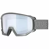 uvex athletic FM - Skibrille für Damen und Herren - Filterkategorie 2 - beschlagfrei - rhino matt/silver-blue - one size