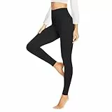 HLTPRO Thermo Leggings Gefütterte Damen High Waist Thermohose Warm Blickdicht im Winter für Sport Schwarz S-M