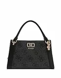 GUESS Handtasche Umhängetasche Karnilla Logo Girlfriend Satchel Coal Logo dunkelgrau