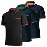 LLdress Herren Kurzarm Poloshirt Atmungsaktiv Schnelltrocknend Tshirt Freizeit Sport Sommer Poloshirts Männer Knopfleiste Polohemd 3-teiliges Set