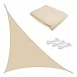TTL Garden 4,2x4,2x6m Sonnensegel Dreieck rechtwinklig Sand-beige - Premium Polyester 300D 160g/m² 93% Abschattung - Sonnenschutz & Wetterschutz für Garten, Balkon & Terrasse, mit 3X Schnur 1,5m