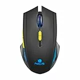NGS GMX-200 - Kabellose Gaming-Maus mit LED-Beleuchtung 6 Tasten Einstellbarer optischer Sensor kompatibel mit PC und Laptops/PS/Xbox/Nintendo Switch/Tablets/Telefonen Präzision und Steuerung Schwarz