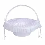 GMBYLBY Satinierter Spitzen Hochzeitskorb Künstliche Perlenbesatz Blumenmädchen Brautaccessoire Für Zeremonie Fotografie Accessoire Hochzeit