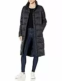 Amazon Essentials Damen Leichter, Langer Cocoon-Puffer-Wintermantel, Wasserabweisend, Durchgehender Reißverschluss, Schwarz, M