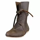 Generisch Mittelalter Schuhe Herren Damen, Mittelalter Kleidung Unisex, Renaissance-Schlupfstiefel Retro Cowboystiefel, PU-Leder Wikinger Stiefel, Ritter-Jäger-Stiefel Für Halloween Cosplay Kostüm