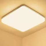 OUILA Led Deckenleuchte, 20W 2000LM Deckenlampe Led Deckenleuchte Flach, IP44 Wasserdicht Badlampe Decke, 3000K Ultra Dünn Deckenlampe für Küche Badezimmer Wohnzimmer Keller Flur, 22 x 22CM