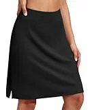 PINSPARK Tennis Rock Damen Sportrock Hosenrock mit Taschen Laufröcke Sport Golfrock mit Innenhose Schwarz M