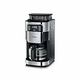 SEVERIN Kaffeemaschine mit Mahlwerk, Kaffeeautomat mit Glaskanne und Timer-Funktion, auch als Filterkaffeemaschine, Glas-Kaffeekanne für 8 Tassen, 1000 Watt, Edelstahl-gebürstet / Schwarz, KA 4810