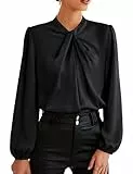 GRACE KARIN GRACE KARIN Bowtie Bluse Damen rockabily Langarm Oberteil Schwarz top CL2199-1 XL