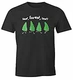 MoonWorks® Herren T-Shirt Fun-Shirt Spruch lustig lauf Forest lauf Baum Motive Parodie Filmzitat Ironie Wortspiel anthrazit XL