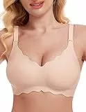 Uroagous Glatter BH Damen Ohne Bügel Blütenblatt-Design Ohne Bügel Nahtloser Damen Mit Zusätzlicher-Verlängerung - Beige, S