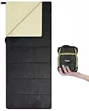 Schlafsack Outdoor, Ohuhu Kleines Packmaß & Ultraleicht (860g) Sommer, Tragbar Leicht Wasserdicht Deckenschlafsack mit Kompressionssack für Camping, Backpacking, Wandern, Reisen, Schwarz