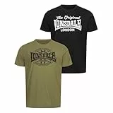 Lonsdale Herren T-Shirt Normale Passform Doppelpack MORHAM XL, Black/Olive