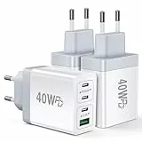 Acezeek 3er-Pack 40W USB-C PD Ladegerät Schnellladegerät Set, 4 Ports (2×USB-C + 2×USB-A) Power Delivery 3.0 Netzteiladapter für iPhone 16/15/14/13/12/11, Samsung Galaxy, iPad, Handys