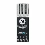 Molotow Blackliner Set 1 (Strichstärke 0,05 mm bis 0,4 mm, Fineliner mit permanenter, dokumentenechter Tinte) 4 Stück schwarz