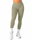 TAYOEA Scrunch Leggings Damen Push Up Sport Leggings High Waist Gym Leggings Seamless Boom Booty Leggings Blickdicht Shape Sporthose für Yoga Fitness Olivgrün,S