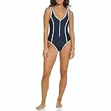 Tommy Hilfiger Damen-Einteiler mit halbem Reißverschluss über der Schulter, Marineblau/Weiß, XX-Large
